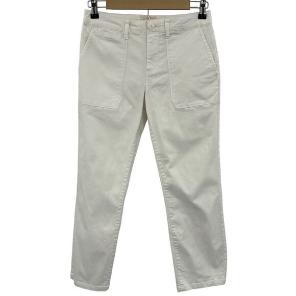 Sanctuary Standard Surplus Ivory Mid-Rise Stretch Cropped Trouser Pants Size 25 - Picture 1 of 9